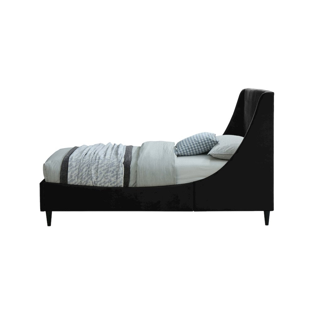 Eva Black Velvet Twin Bed