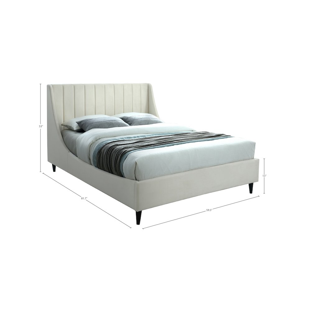Eva Cream Velvet Full Bed
