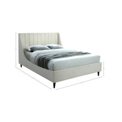 Eva Cream Velvet Queen Bed