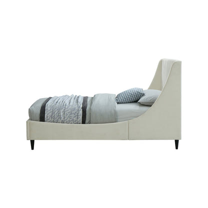 Eva Cream Velvet Twin Bed