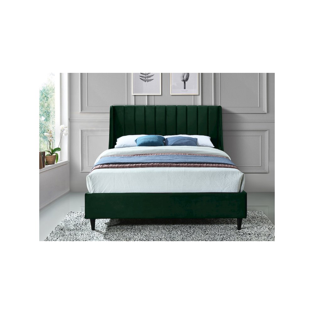 Eva Green Velvet Queen Bed
