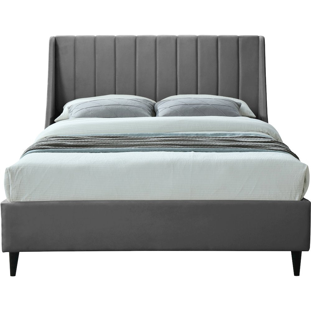 Eva Grey Velvet Full Bed