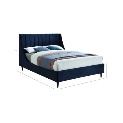 Eva Navy Velvet Queen Bed