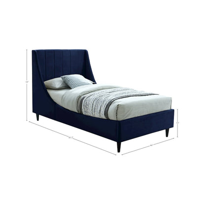 Eva Navy Velvet Twin Bed