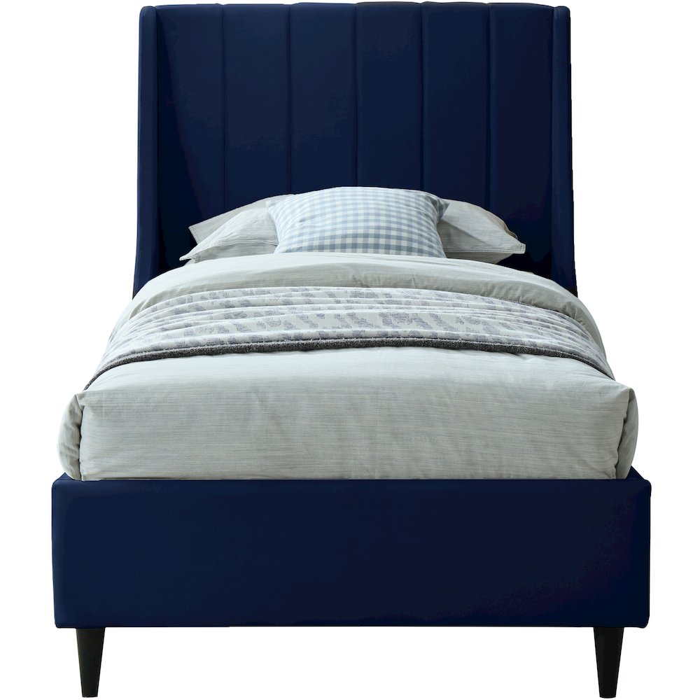 Eva Navy Velvet Twin Bed