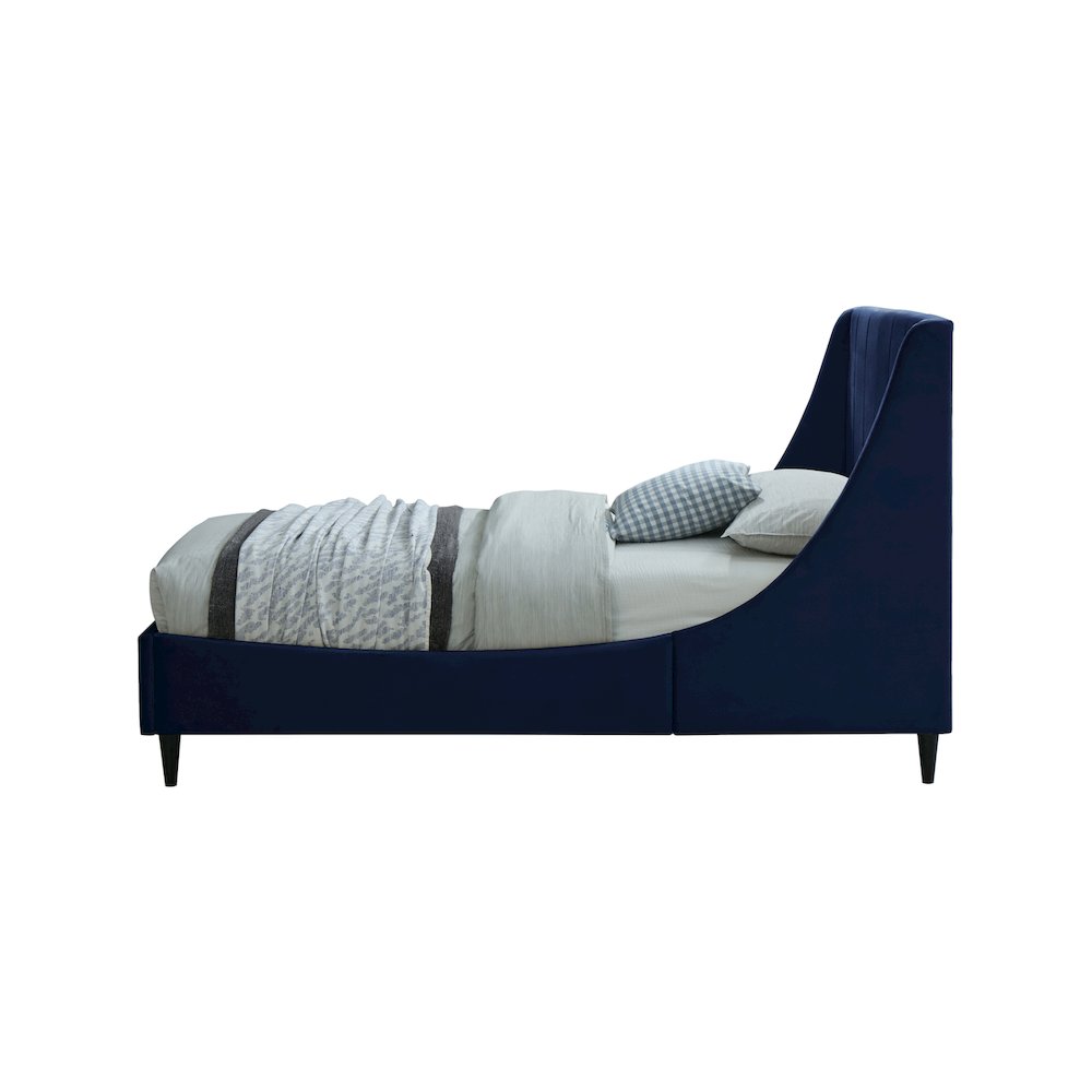 Eva Navy Velvet Twin Bed