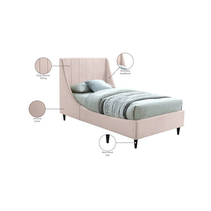 Eva Pink Velvet Twin Bed