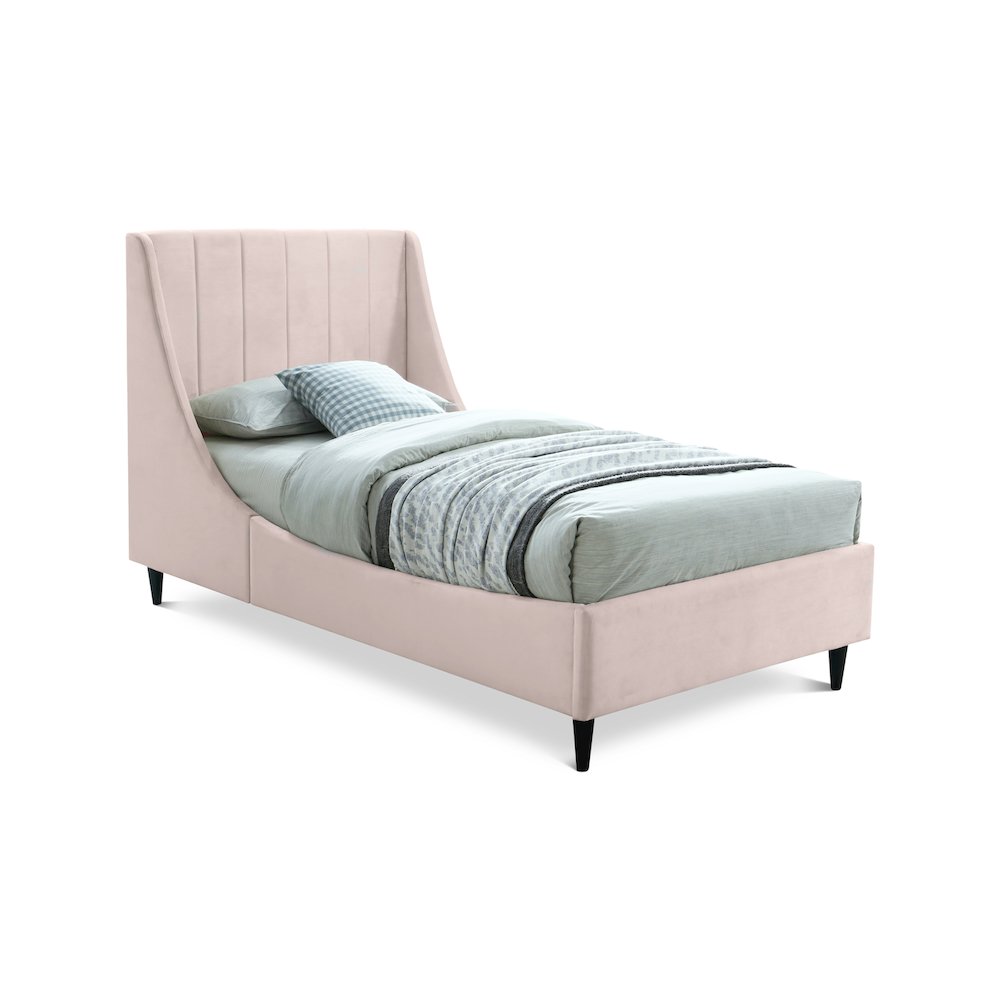 Eva Pink Velvet Twin Bed