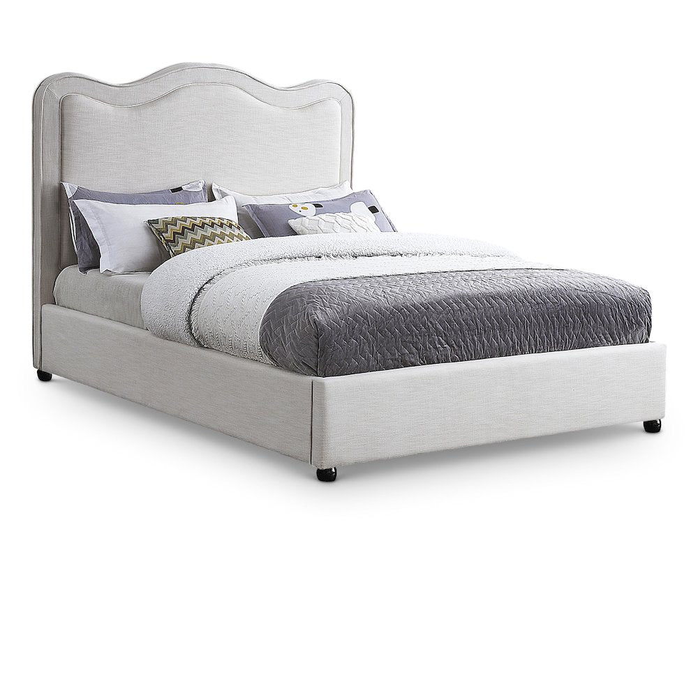 Felix Cream Linen Textured Fabric Full Bed