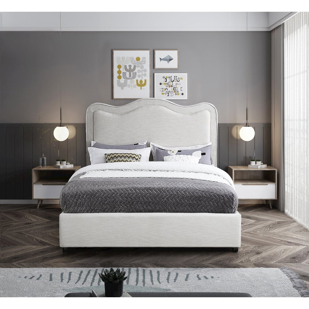 Felix Cream Linen Textured Fabric Full Bed