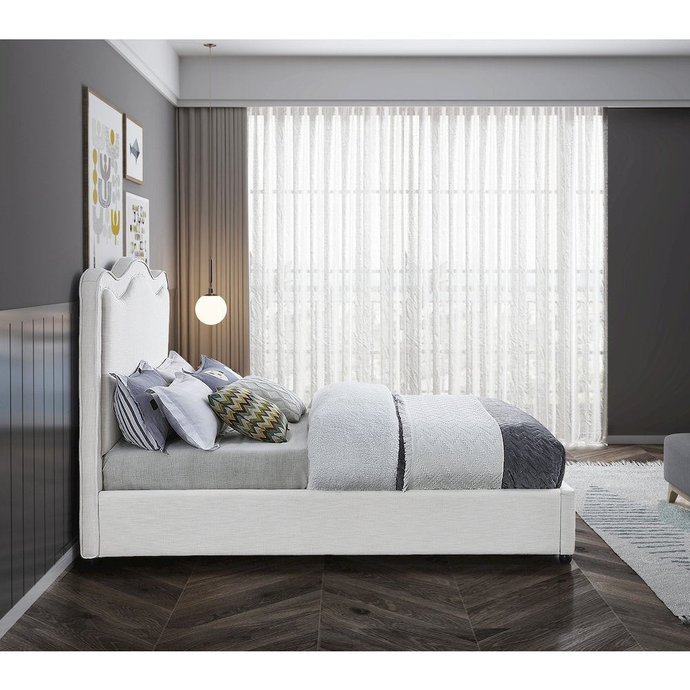 Felix Cream Linen Textured Fabric Full Bed