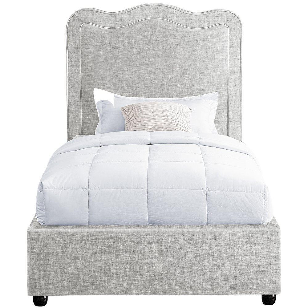 Felix Cream Linen Textured Fabric Twin Bed