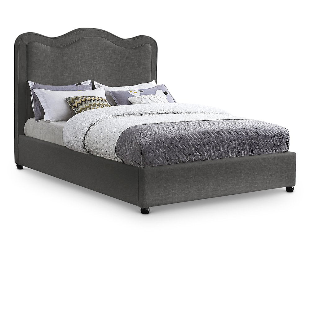 Felix Grey Linen Textured Fabric King Bed