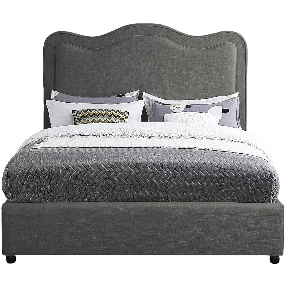 Felix Grey Linen Textured Fabric King Bed