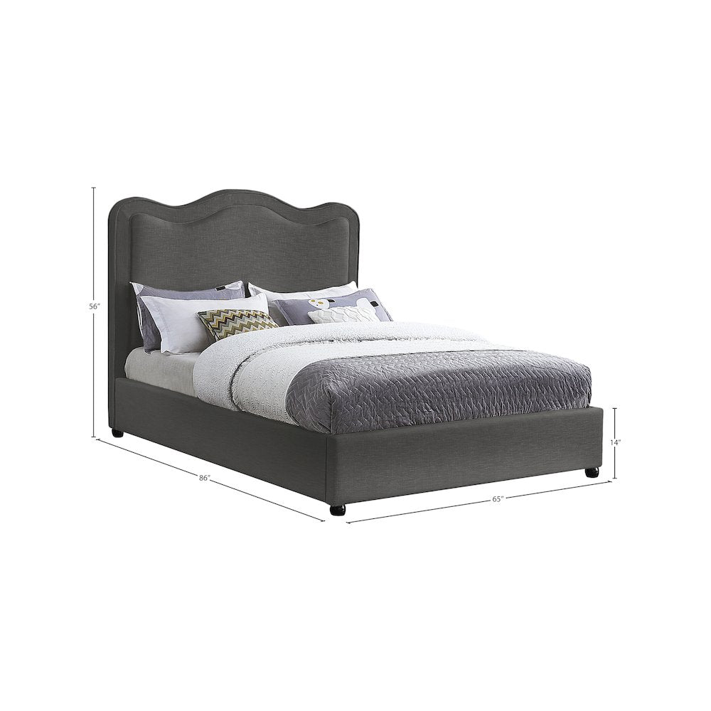 Felix Grey Linen Textured Fabric Queen Bed