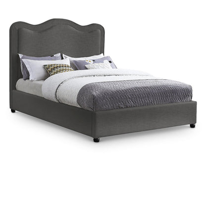 Felix Grey Linen Textured Fabric Queen Bed