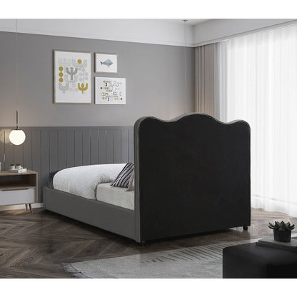 Felix Grey Linen Textured Fabric Queen Bed