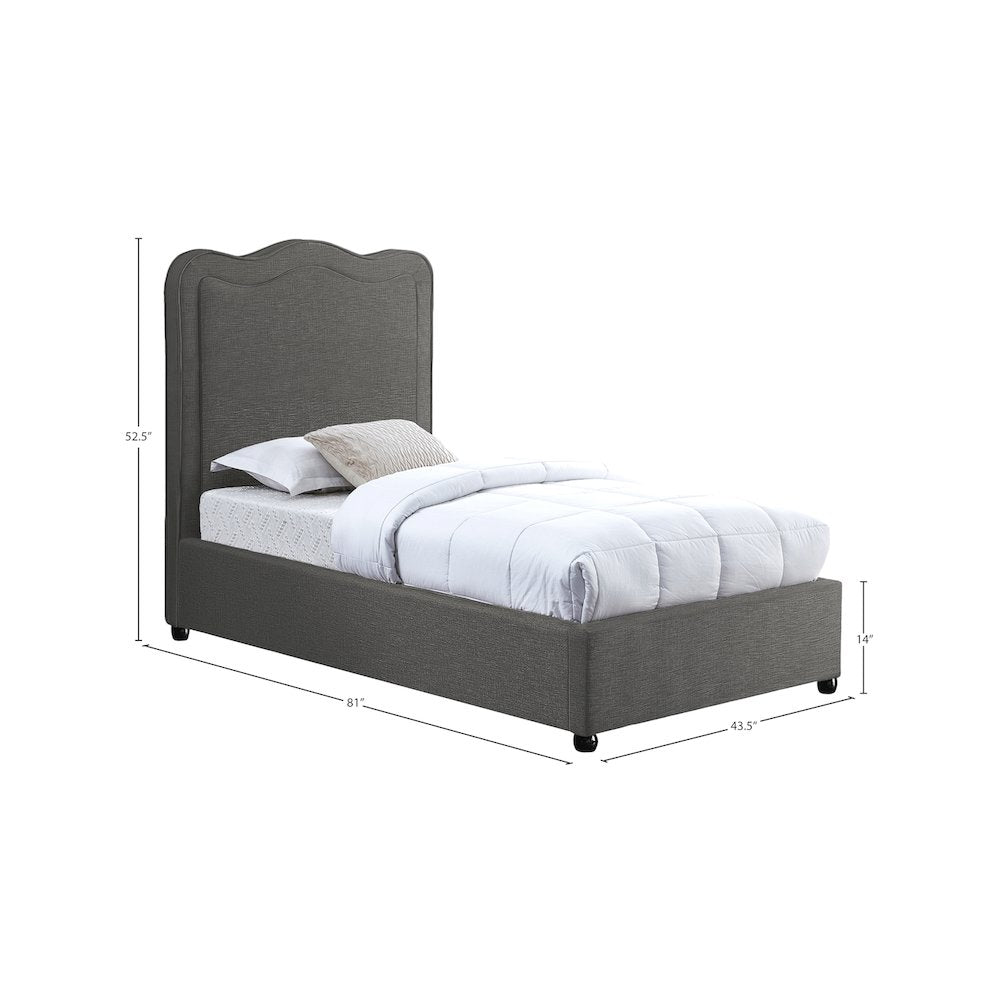 Felix Grey Linen Textured Fabric Twin Bed