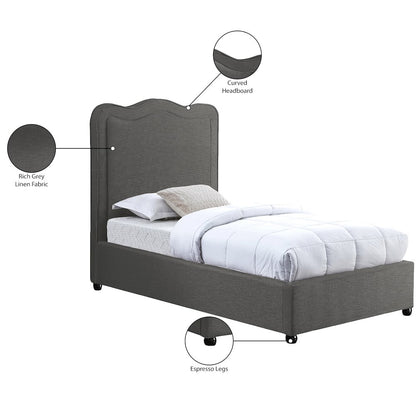 Felix Grey Linen Textured Fabric Twin Bed