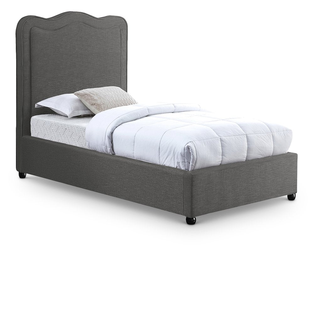 Felix Grey Linen Textured Fabric Twin Bed