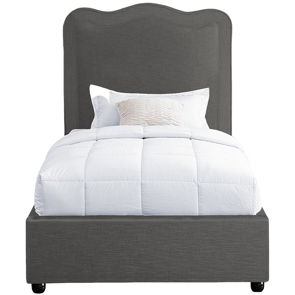 Felix Grey Linen Textured Fabric Twin Bed