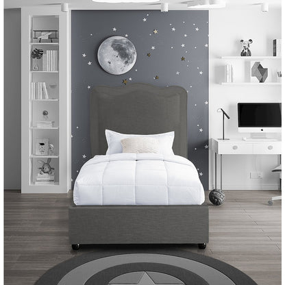 Felix Grey Linen Textured Fabric Twin Bed