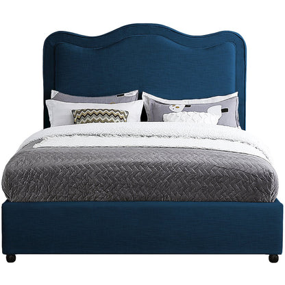 Felix Navy Linen Textured Fabric Full Bed