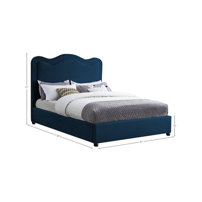 Felix Navy Linen Textured Fabric King Bed