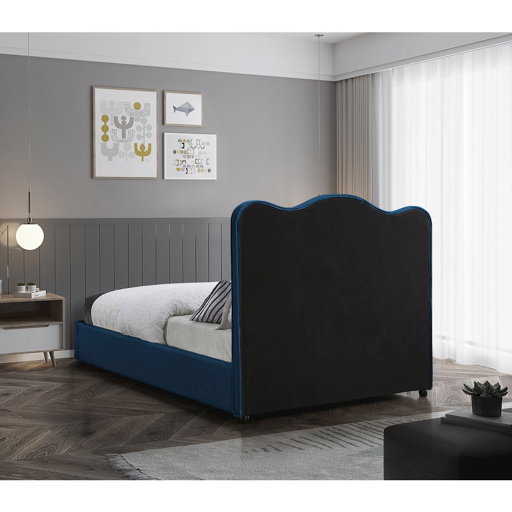 Felix Navy Linen Textured Fabric King Bed