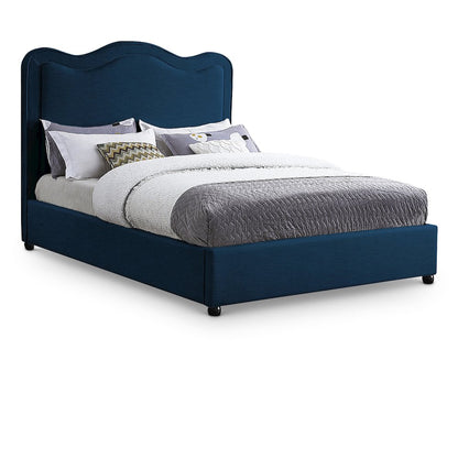 Felix Navy Linen Textured Fabric Queen Bed