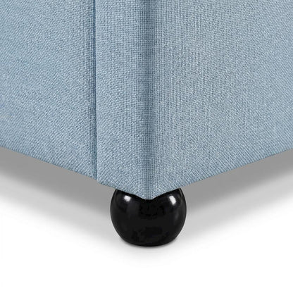 Linen Textured Fabric Platform Bed, Light Blue Linen Textured Fabric