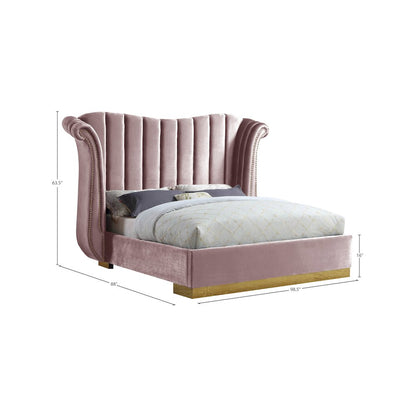 Flora Pink Velvet King Bed