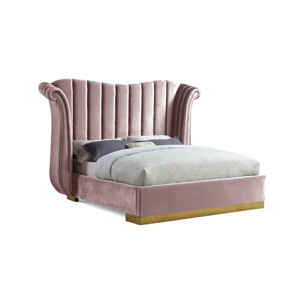 Flora Pink Velvet King Bed