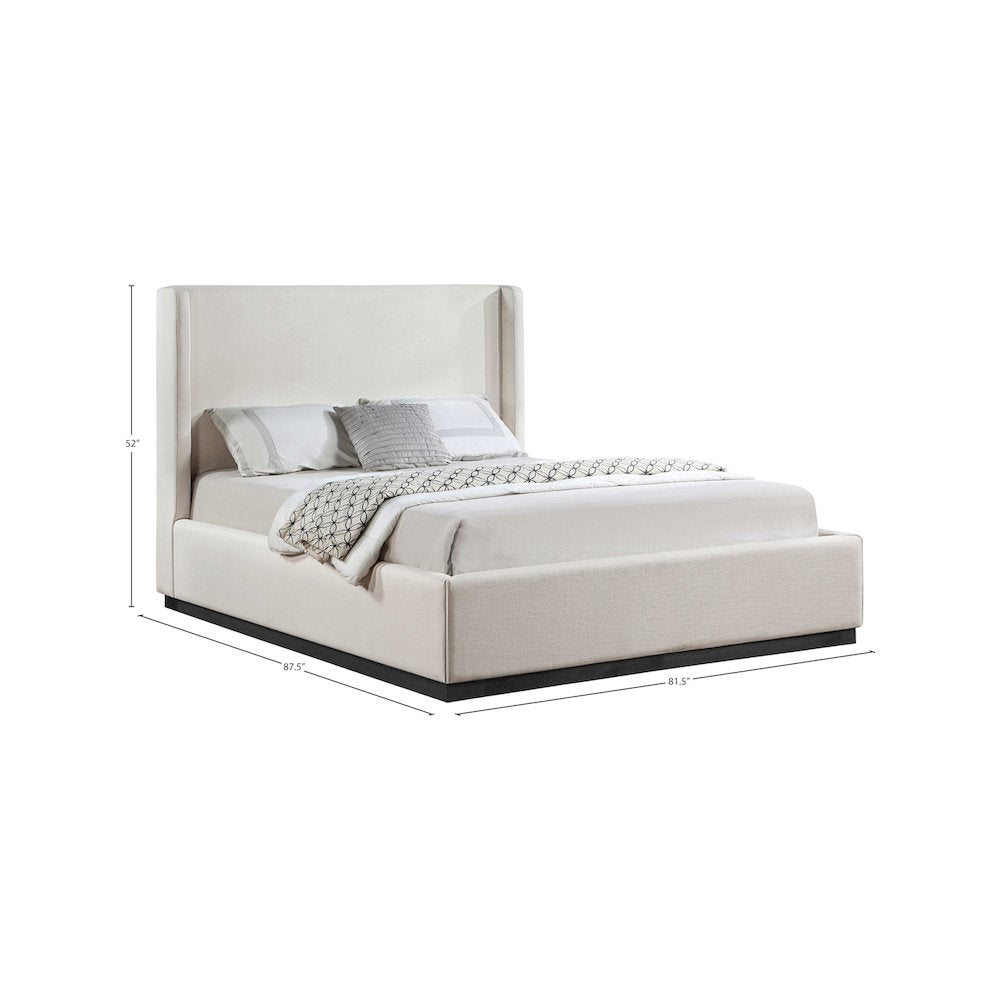 Flynn Beige Linen Textured Fabric King Bed