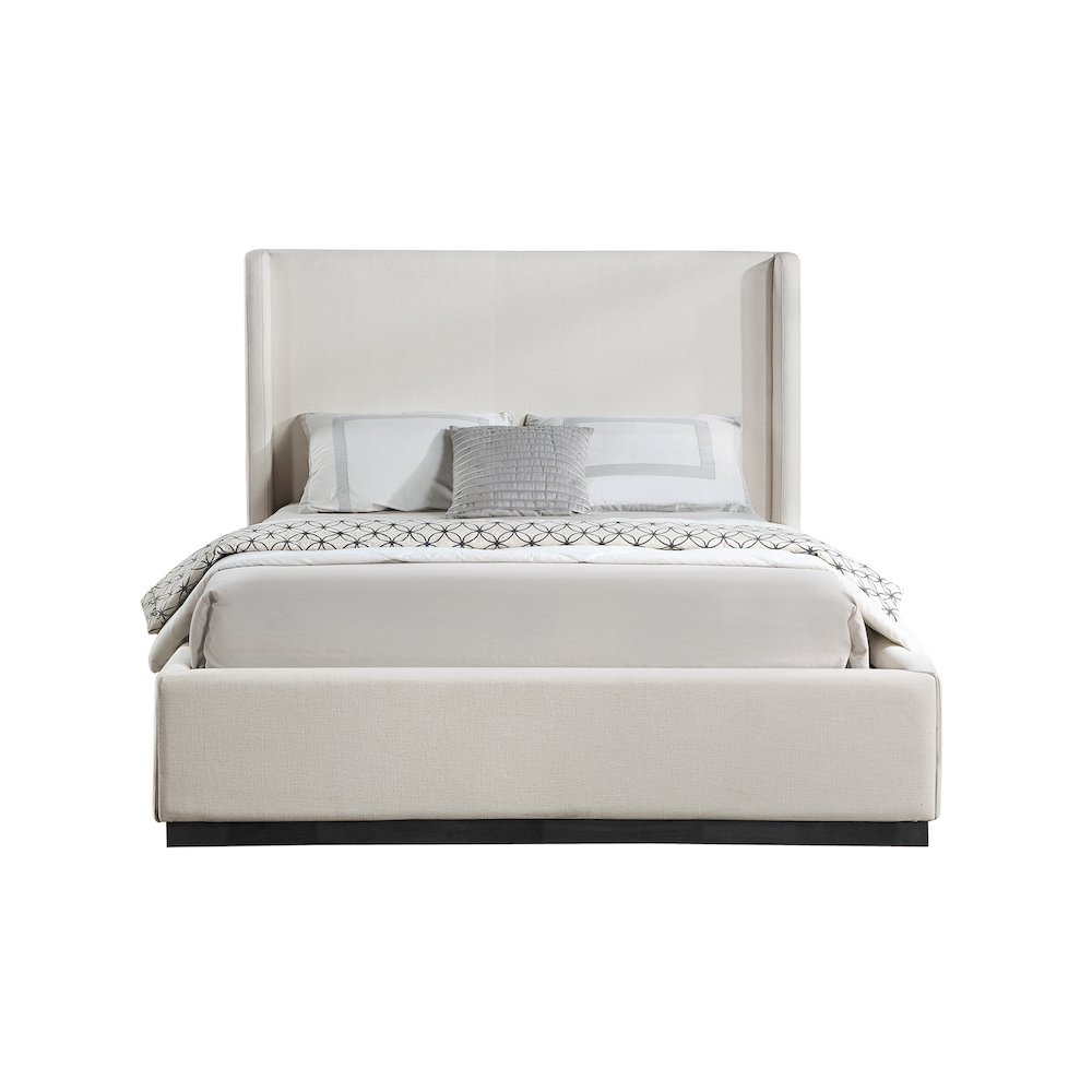 Flynn Beige Linen Textured Fabric King Bed