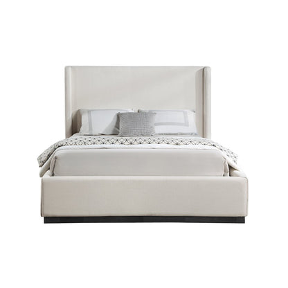 Flynn Beige Linen Textured Fabric King Bed