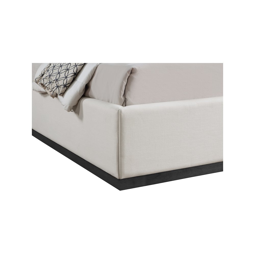 Flynn Beige Linen Textured Fabric King Bed