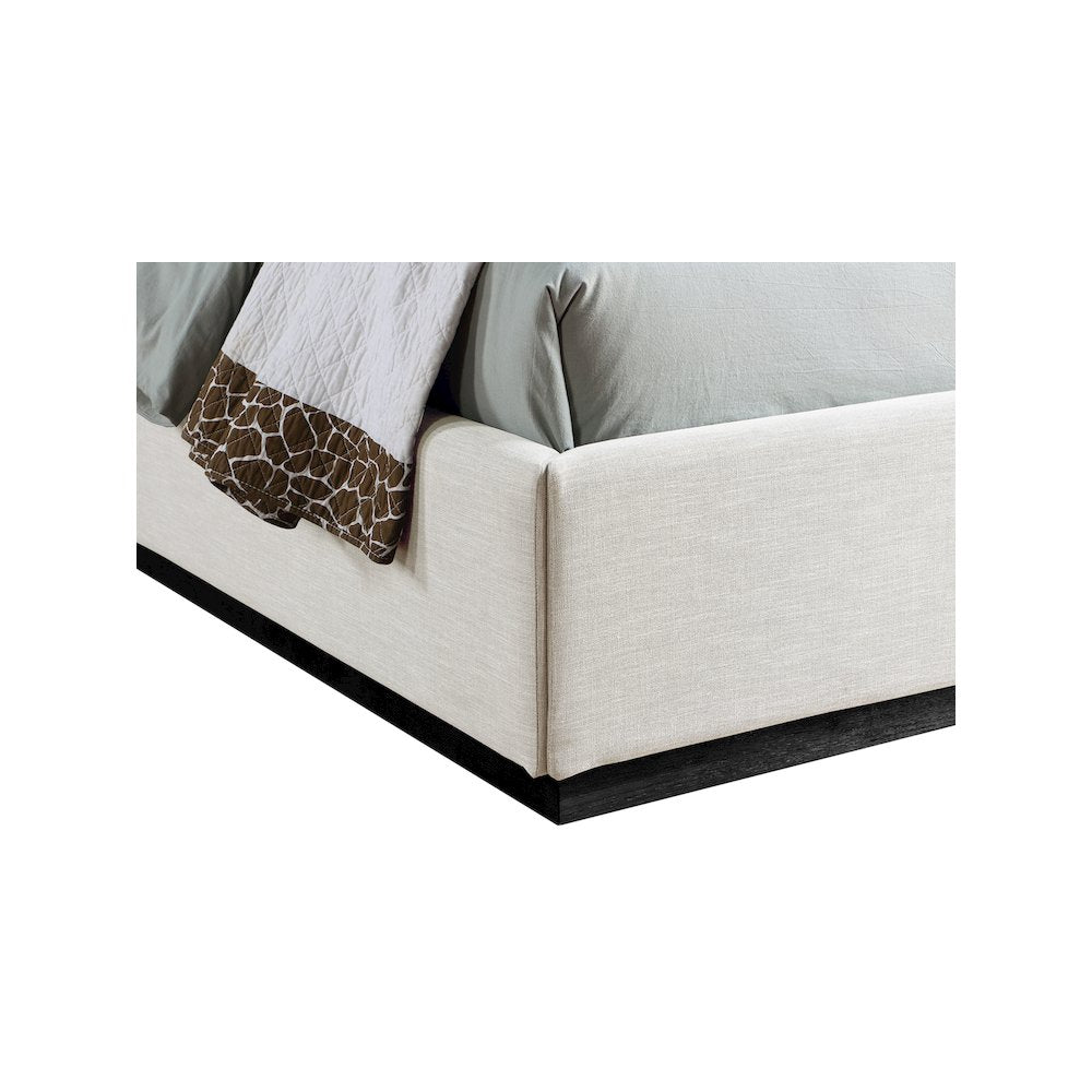 Flynn Beige Linen Textured Fabric Twin Bed
