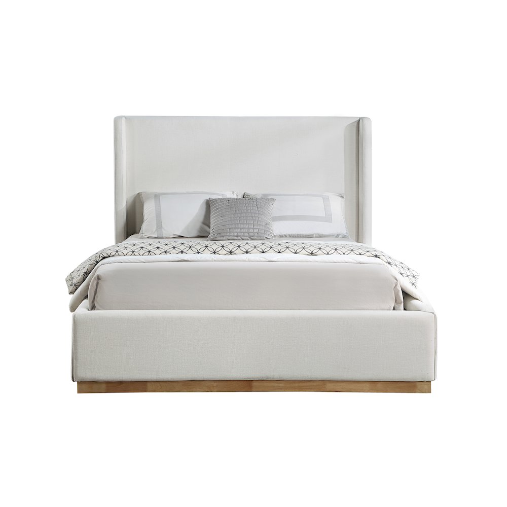 Flynn Cream Linen Textured Fabric King Bed