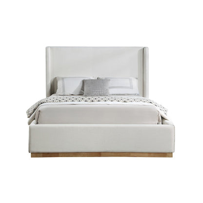 Flynn Cream Linen Textured Fabric King Bed