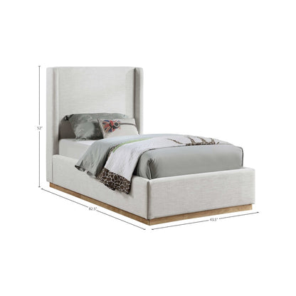 Flynn Cream Linen Textured Fabric Twin Bed