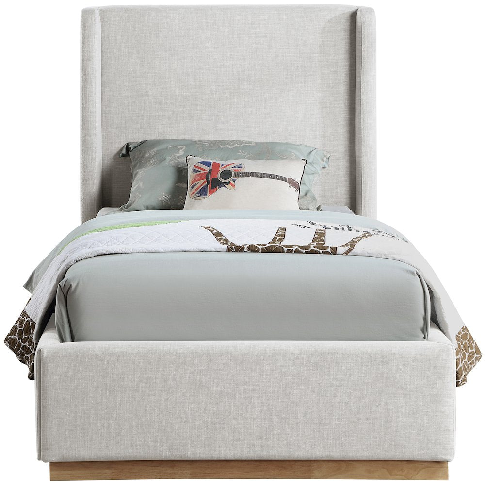 Flynn Cream Linen Textured Fabric Twin Bed