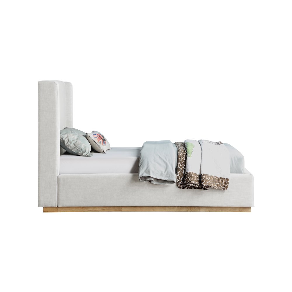 Flynn Cream Linen Textured Fabric Twin Bed