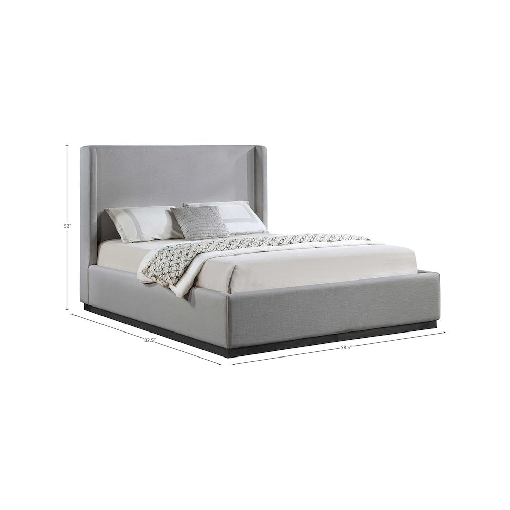 Flynn Grey Linen Textured Fabric Full Bed