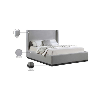 Flynn Grey Linen Textured Fabric Full Bed