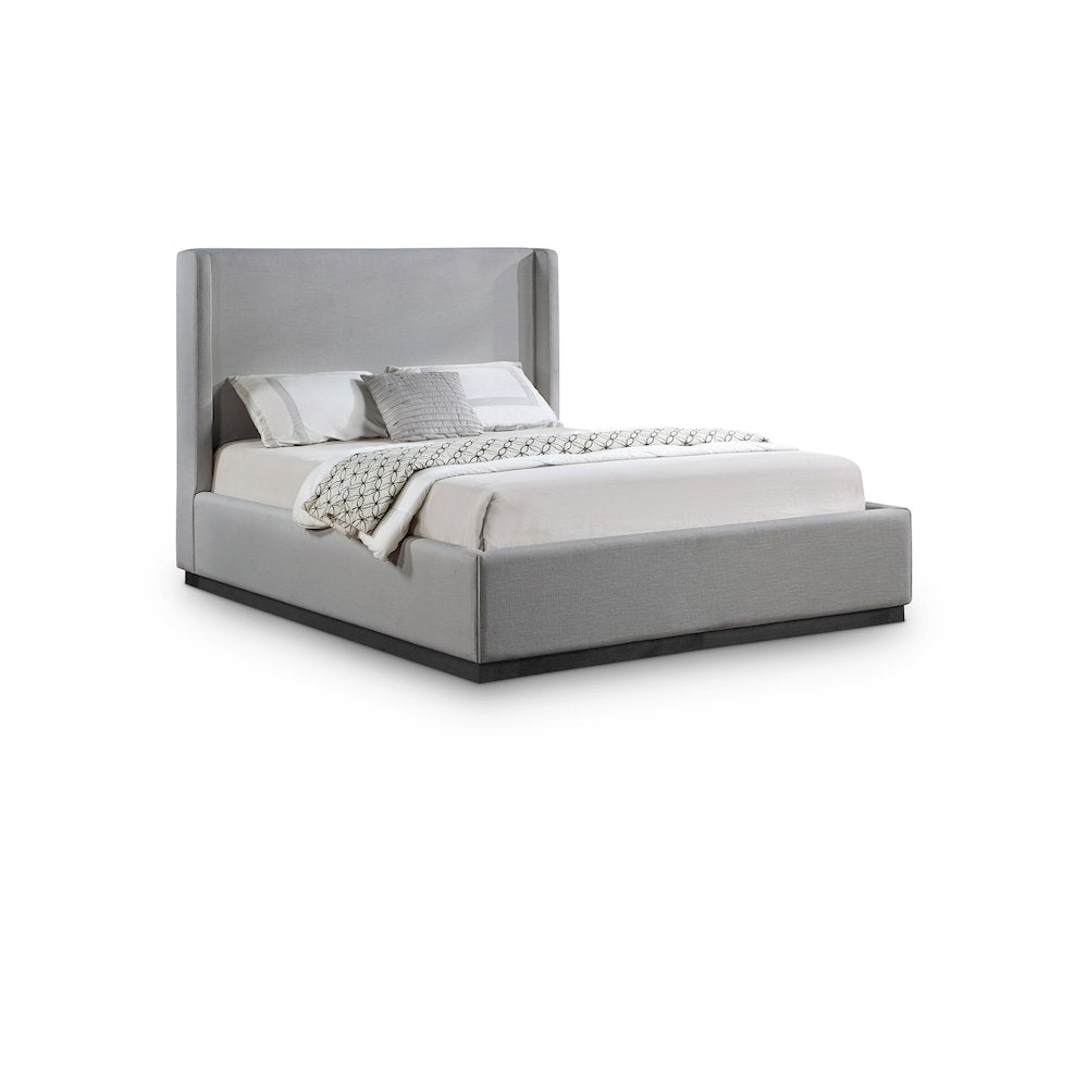 Flynn Grey Linen Textured Fabric Full Bed