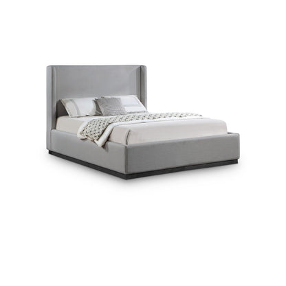 Flynn Grey Linen Textured Fabric Full Bed