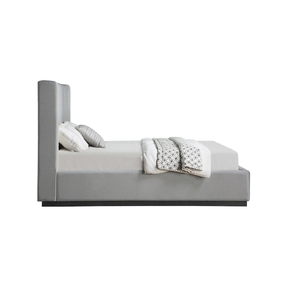 Flynn Grey Linen Textured Fabric Full Bed