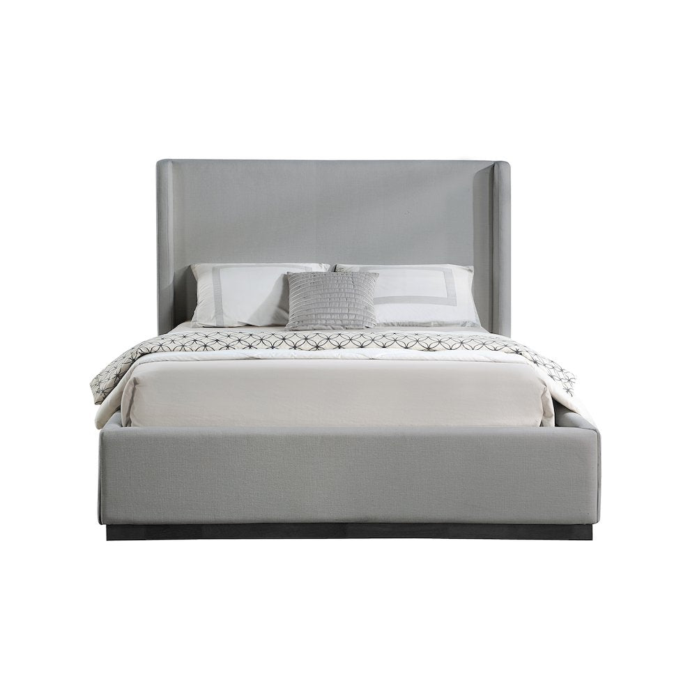 Flynn Grey Linen Textured Fabric King Bed