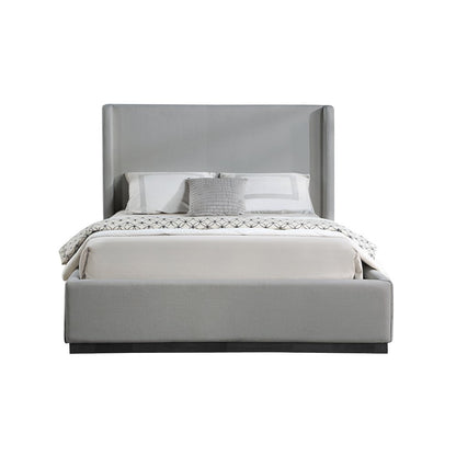 Flynn Grey Linen Textured Fabric King Bed
